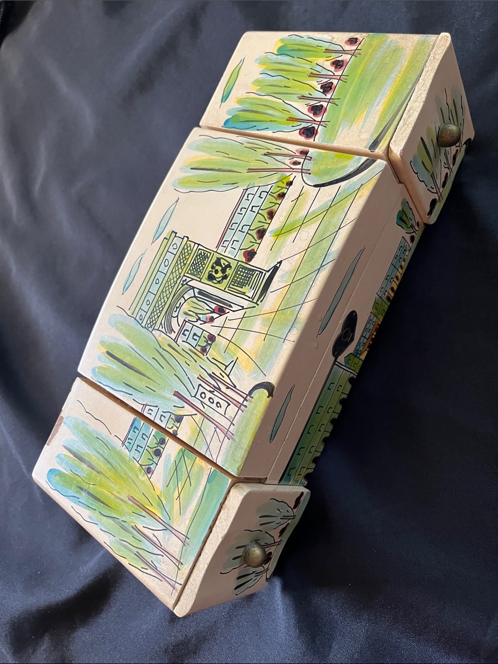 Vtg Hand Painted Music Jewelry Box Japan ‘Mademoiselle De Paris MCM **READ**